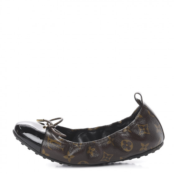 LOUIS VUITTON Monogram Flirty Ballerina Flats 38 Black 588461