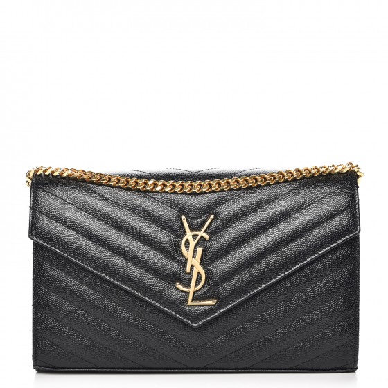 grain de poudre matelasse chevron monogram chain wallet black