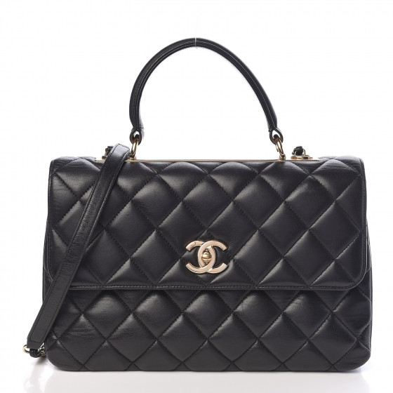 CHANEL Lambskin Quilted Medium Trendy CC Flap Dual Handle Bag Black 470504