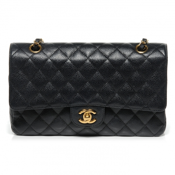 CHANEL Caviar Quilted Medium Double Flap Bag Black 54397