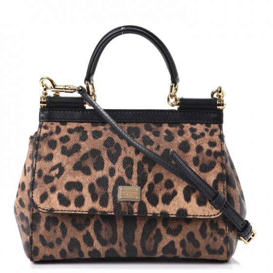 DOLCE & GABBANA Leo Crepe Small Miss Sicily Satchel Leopard 250127