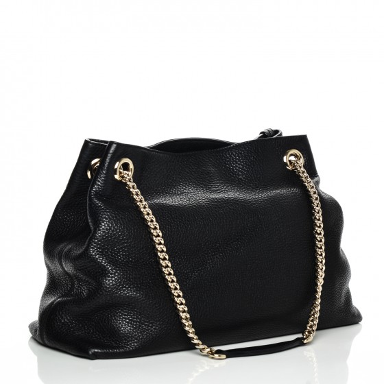 gucci pebbled calfskin medium soho chain shoulder bag black