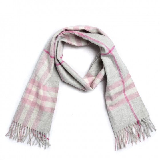 pink and grey check scarf