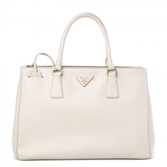 PRADA Saffiano Medium Galleria Double Zip Tote Talco 374747