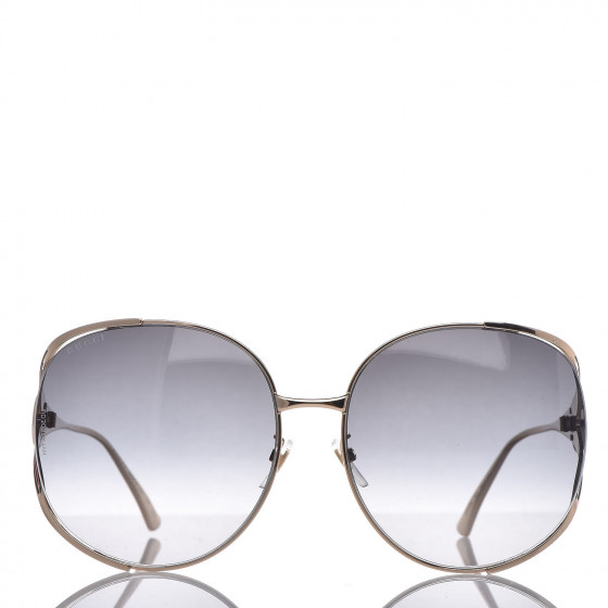 Gucci Oversized Round Frame Gg0225s Sunglasses Gold 384531