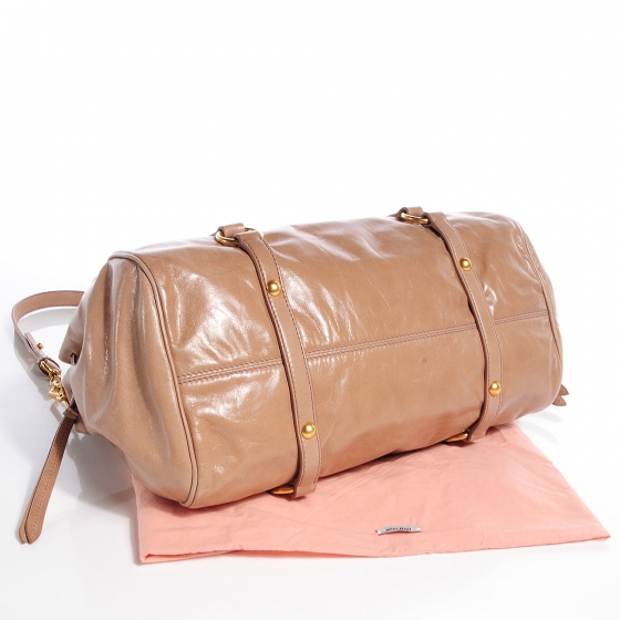 MIU MIU Vitello Lux Large Bow Bag Cammeo 68927