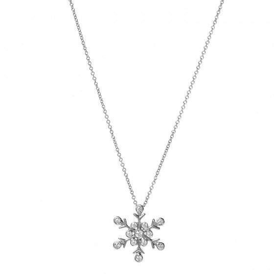 TIFFANY Platinum Diamond Snowflake Pendant Necklace 244116