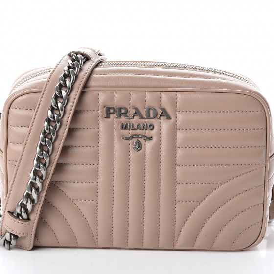 PRADA Soft Calfskin Diagramme Crossbody Bag Cipria 565502