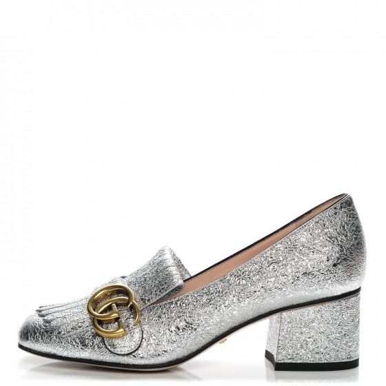 shiny silver gucci shoes
