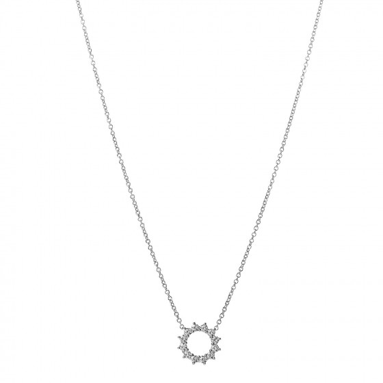 TIFFANY Platinum Diamond Mini Open Circle Pendant Necklace 509843