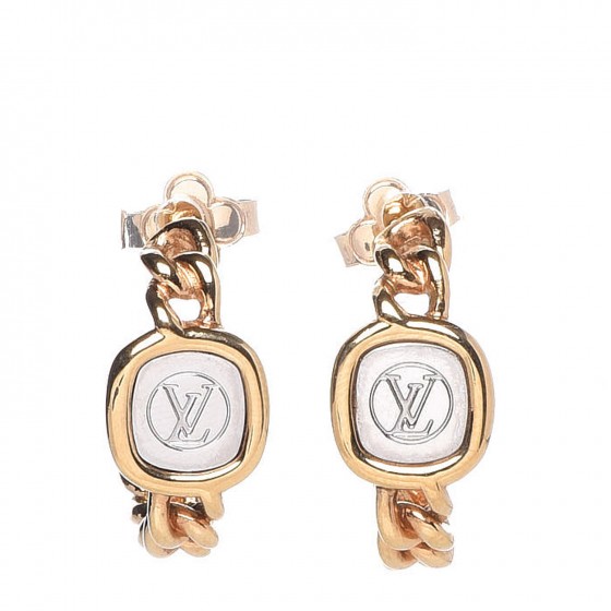 LOUIS VUITTON LV ID Chain Hoop Earrings 334723 | FASHIONPHILE