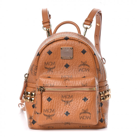 MCM Visetos Side Stud X-Mini Stark Backpack Cognac 404757