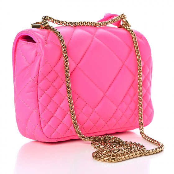 VERSACE Napa Quilted Printed Icon Small Crossbody Bag Pink 419836