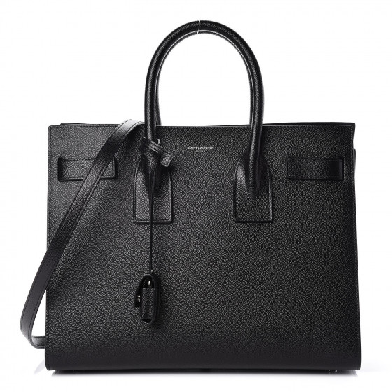 SAINT LAURENT Grained Calfskin Small Sac De Jour Black 417684