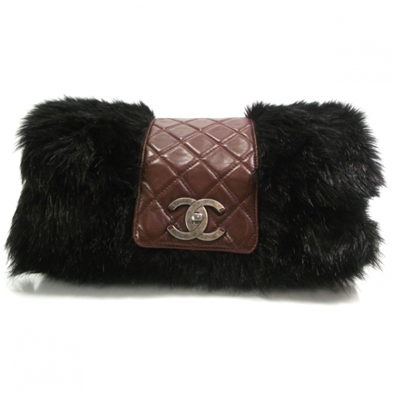 chanel fur flap bag