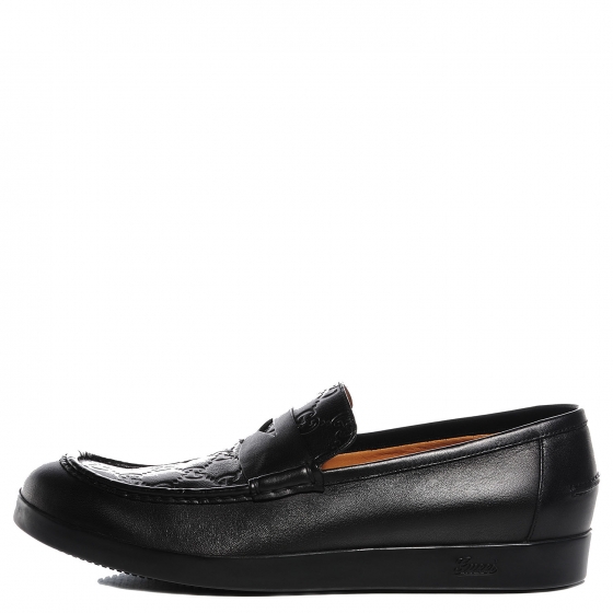 GUCCI Soft Calfskin Guccissima Mens Loafers 8 Black 89126 | FASHIONPHILE