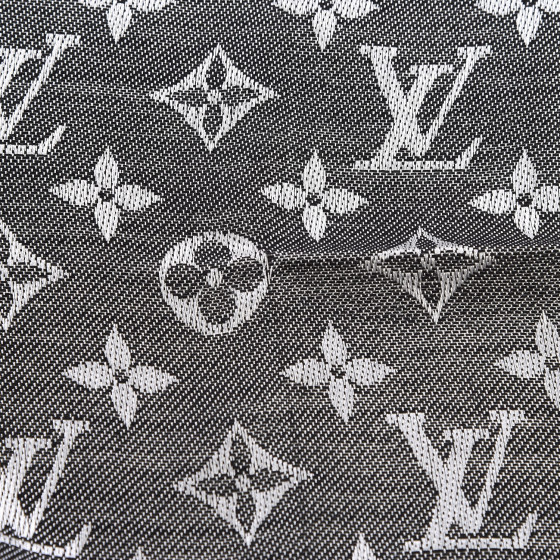 LOUIS VUITTON Wool Silk Monogram Denim Shawl Black 509082