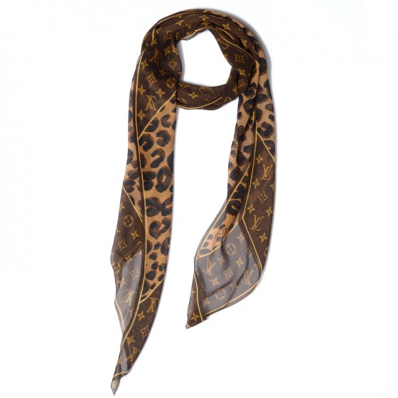 Louis Vuitton M72124 Silk Scarf Carre Monogram Leopard Brown Used from  Japan