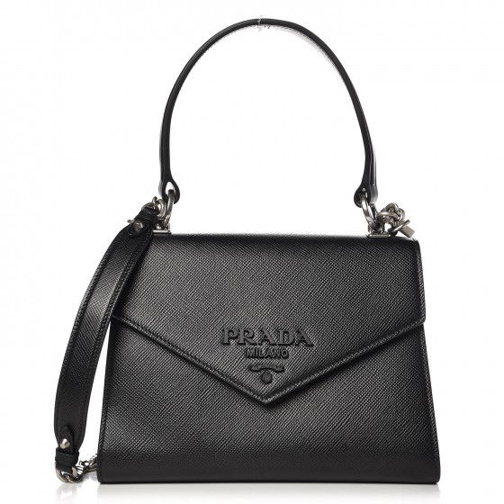 prada monochrome saffiano leather chain shoulder bag