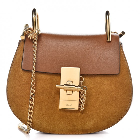 CHLOE Suede Smooth Calfskin Nano Drew Shoulder Bag Caramel 280312 ...