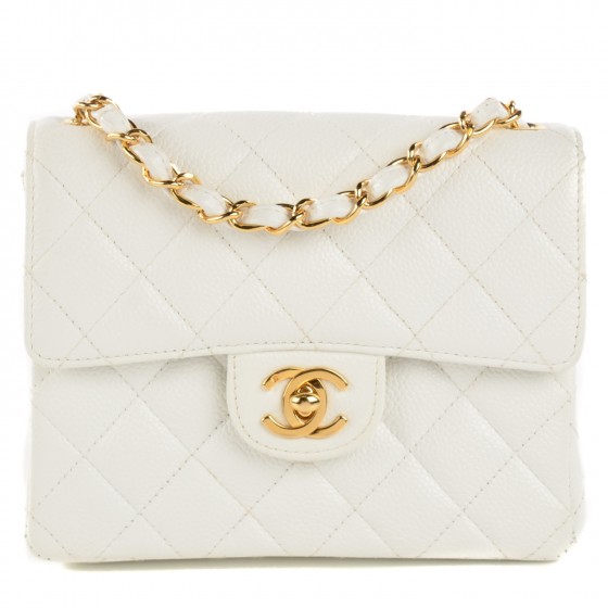 CHANEL Caviar Quilted Mini Square Flap White 122844