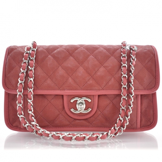 CHANEL Suede Calfskin French Riviera Flap Red 32330