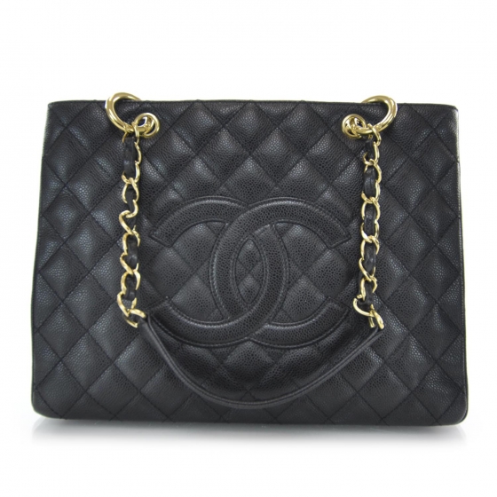 CHANEL Caviar Grand Shopping Tote GST Black 40815