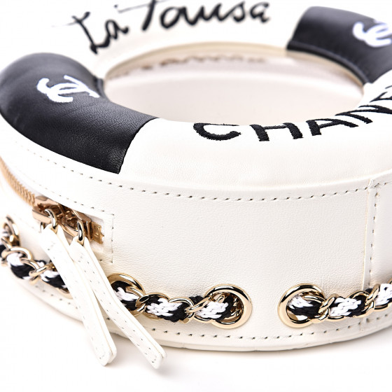 CHANEL Lambskin Coco Lifesaver Round Bag Black White 539639 | FASHIONPHILE