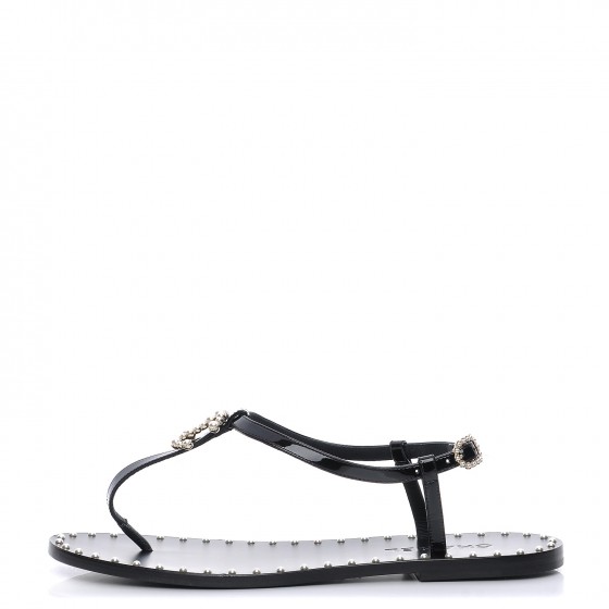 chanel black thong sandals cc logo