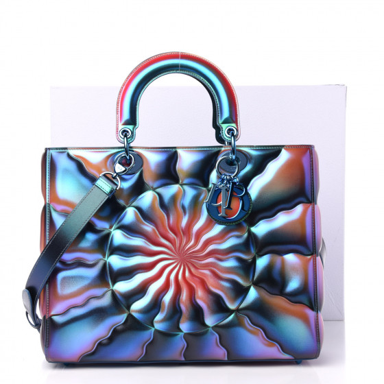 CHRISTIAN DIOR Metallic Iridescent Calfskin Large Judy Chicago Lady Art