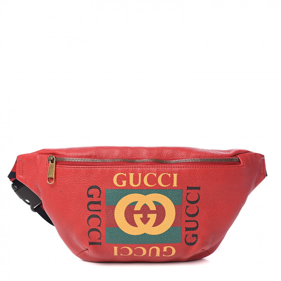 red gucci fanny pack with writing