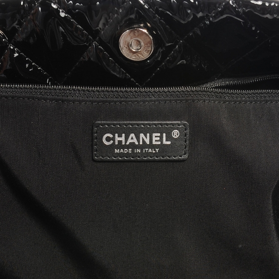 CHANEL Patent Quilted Chic and Glitter Large Tote Black 55221