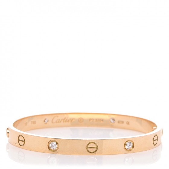 cartier love bracelet yellow gold with 4 diamonds