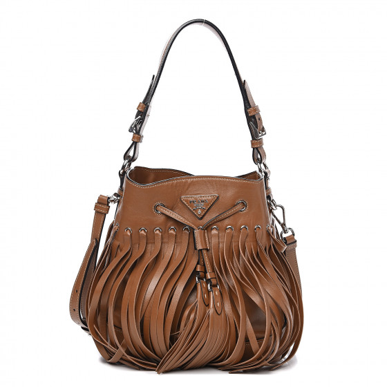 prada fringe bucket bag