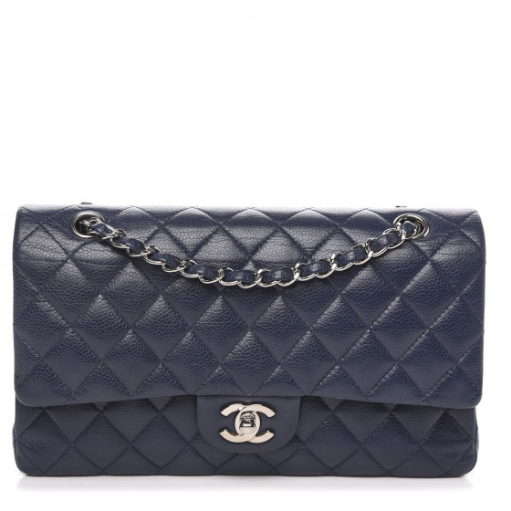 CHANEL Caviar Quilted Medium Double Flap Navy 577741