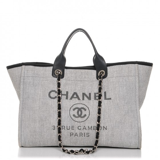 CHANEL Canvas Large Deauville Tote Grey 188534