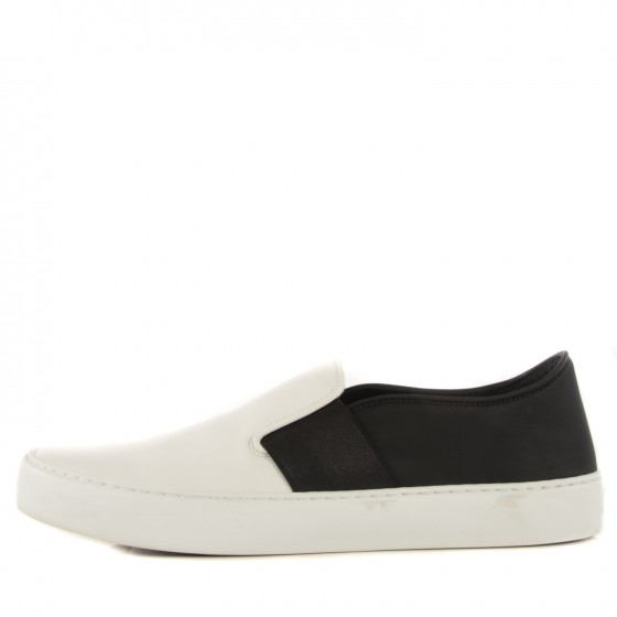 black and white slip on sneakers