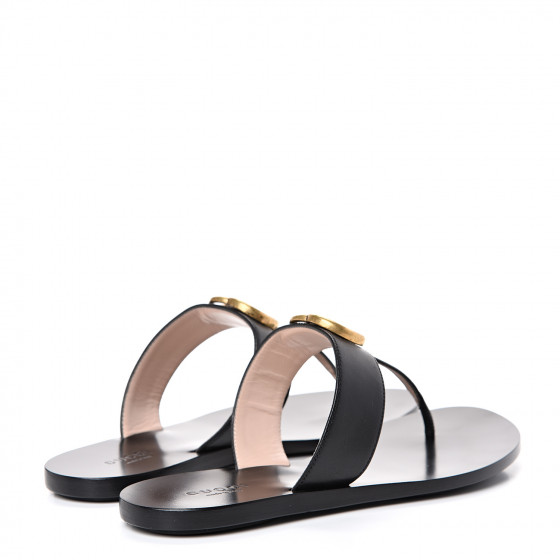 gucci marmont thong sandals black