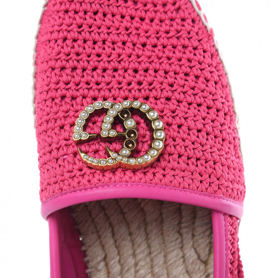 GUCCI Cotton Crochet Pearl GG Marmont Espadrille 39 Pink 465288 ...