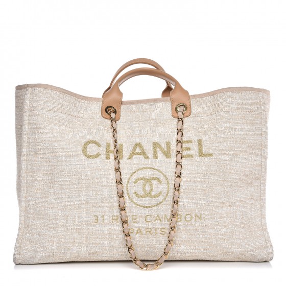 chanel canvas large deauville tote grey