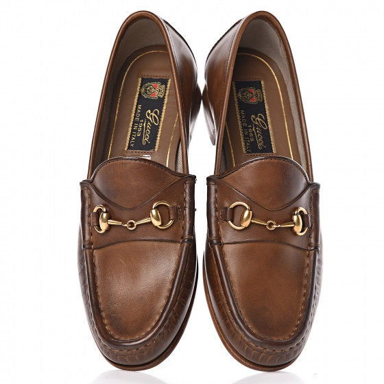 GUCCI Calfskin Womens 1953 Horsebit Loafers 34 Brown 483687 | FASHIONPHILE