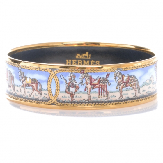 HERMES Enamel Printed Horse Wide Bracelet 65 44375 | FASHIONPHILE