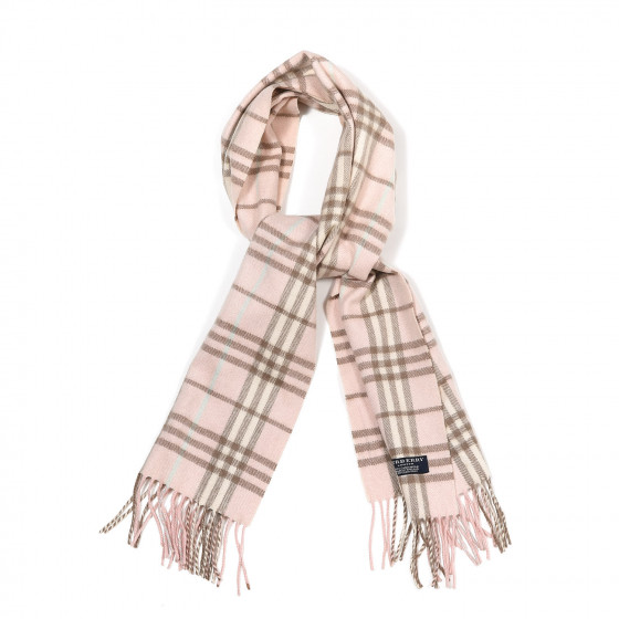 Burberry Cashmere Check Fringe Scarf Pink 603974 Fashionphile