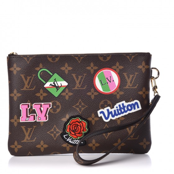 Louis Vuitton Limited Edition Monogram Patch City Pouch Wristlet/Clutch Bag  For Sale at 1stDibs