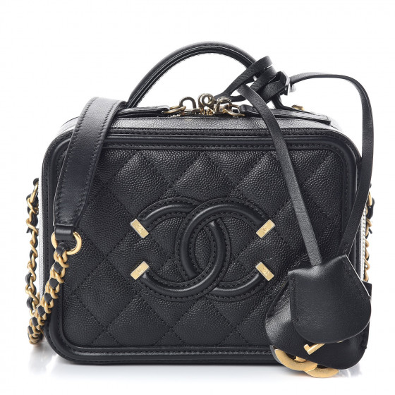 chanel caviar quilted small cc filigree vanity case