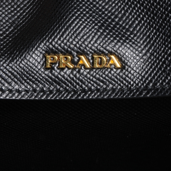 PRADA Saffiano Cuir Large Double Bag Nero Black 61697