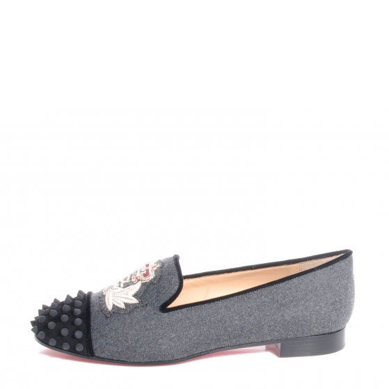grey spiked loafers