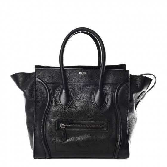 celine drummed calfskin mini luggage black