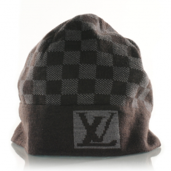 LOUIS VUITTON Wool Petit Damier Beanie Hat 37371