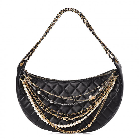 chanel black lambskin bag chunky chain price